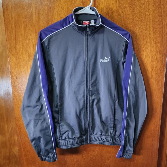 Women's Medium Puma Gray And Purple Full Zip Track Jacket - Picture 1 of 12